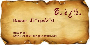 Bader Árpád névjegykártya